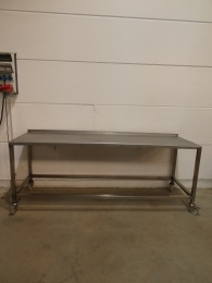 Mobile stainless steel table - 230x73 cm